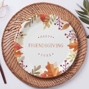 Autumn Bounty Happy Friendsgiving Paper Plates