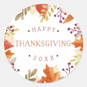 Autumn Bounty Happy Thanksgiving Classic Round Sticker