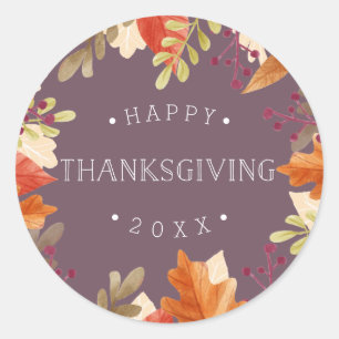 Autumn Bounty Happy Thanksgiving Classic Round Sticker