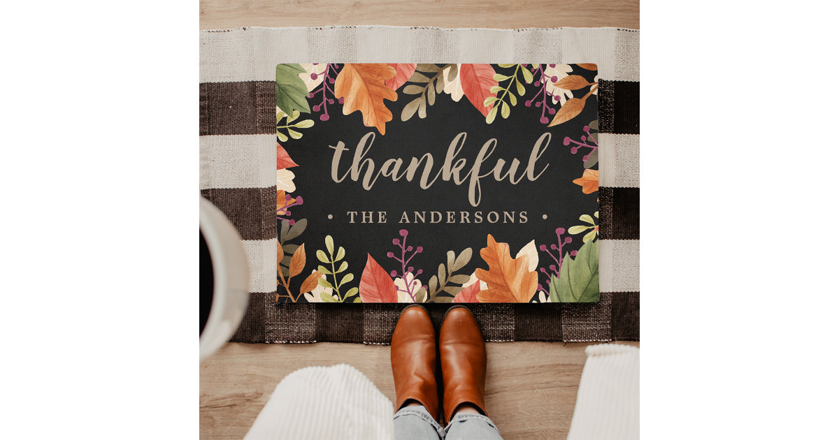 Autumn Bounty Personalized Thanksgiving Doormat Zazzle