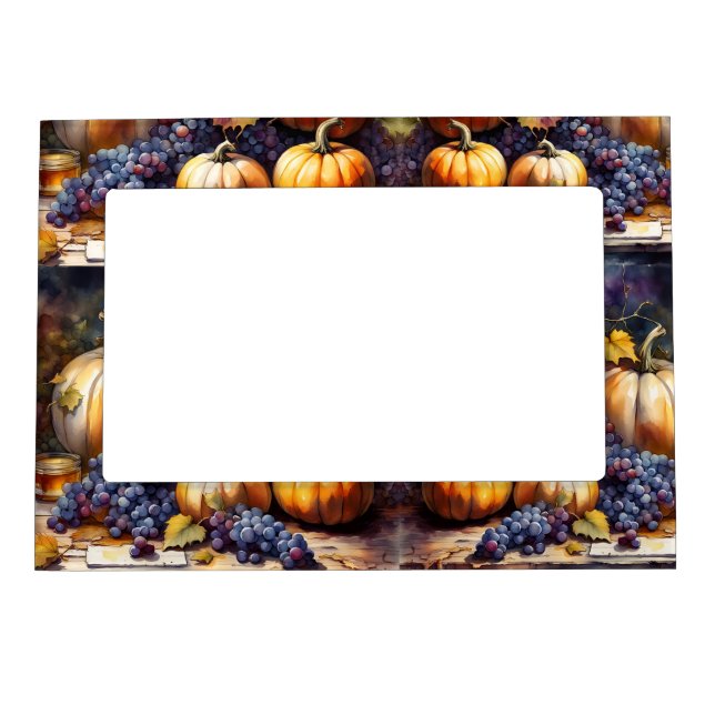 Autumn Bounty, pumpkins, Grapes honey Magnetic Frame (Front)