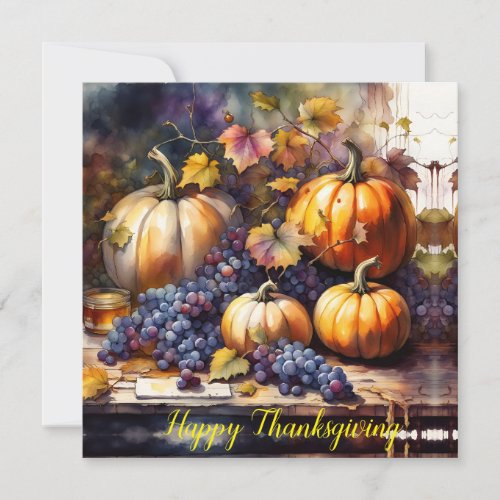 Autumn Bounty pumpkins grapes _Thanksgiving Invitation