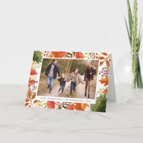 Autumn Bounty  Thanksgiving Photo Folded Holiday Card