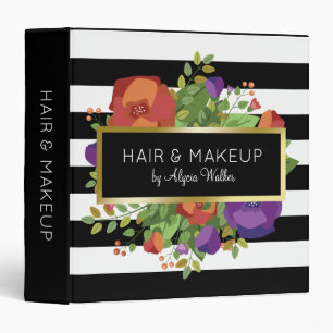 Autumn Bouquet & Chic Stripes Custom Name Binder