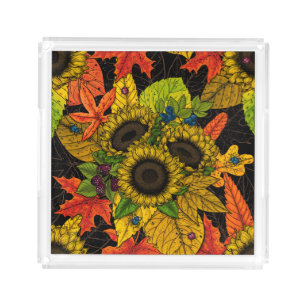 Autumn bouquet on black acrylic tray