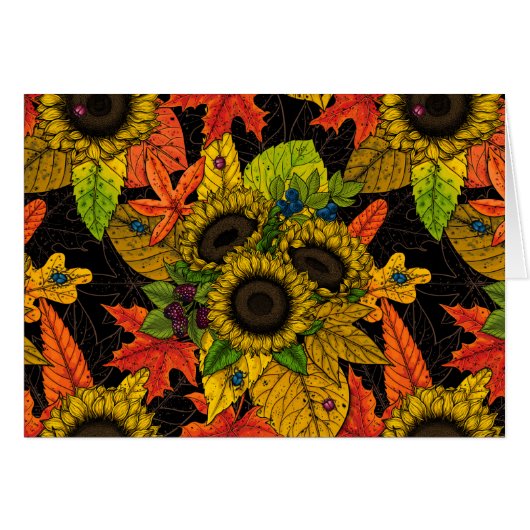 Autumn bouquet on black cards (Front Horizontal)