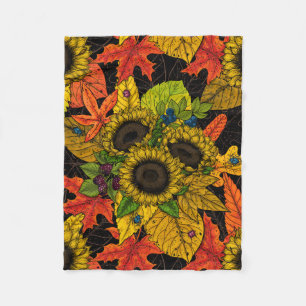 Autumn bouquet on black fleece blanket