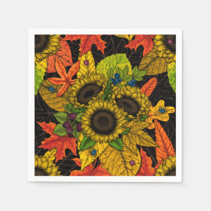 Autumn bouquet on black napkins