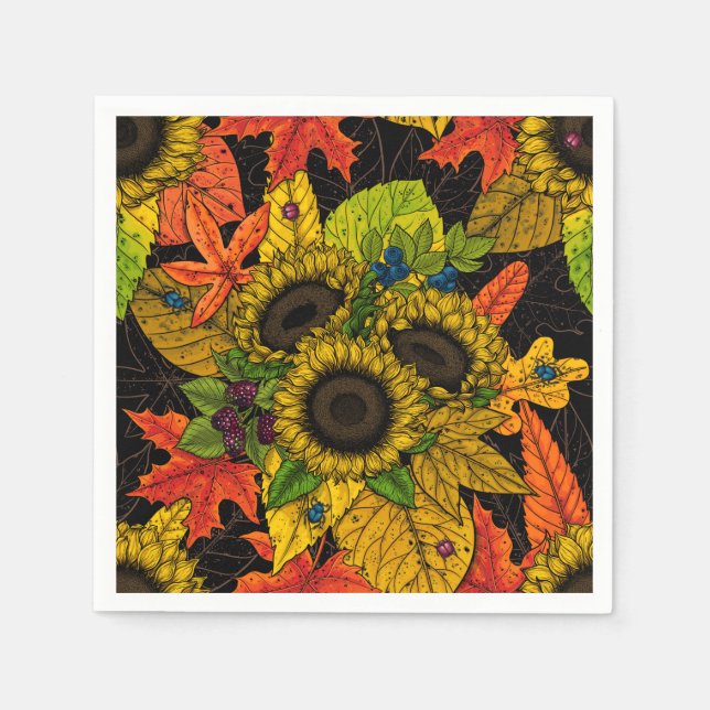 Autumn bouquet on black napkins (Front)