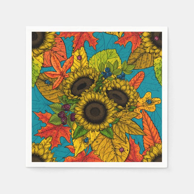 Autumn bouquet on blue napkins (Front)