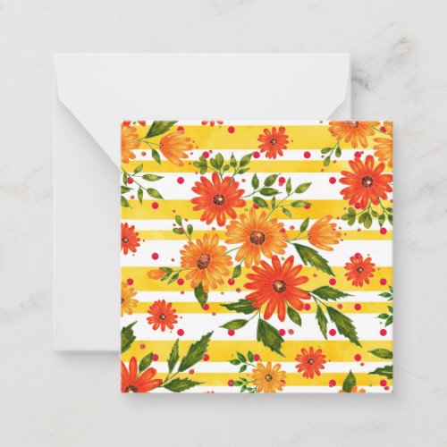 Autumn Bouquet Pattern Stripes Polka Dots Note Card