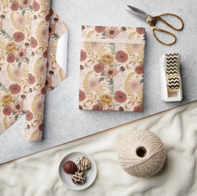 Autumn Bouquet Pattern Wrapping Paper Roll (Crafts)
