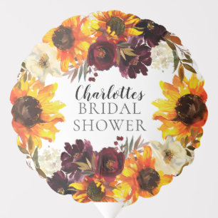 Autumn Bouquet Sunflowers Floral Bridal Shower Balloon