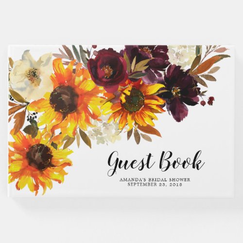 Autumn Bouquet Sunflowers Floral Bridal Shower Guest Book