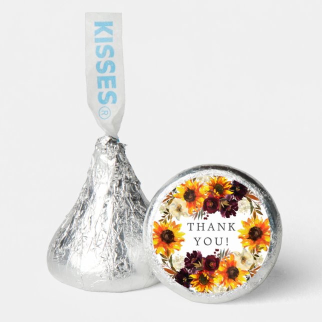 Autumn Bouquet Sunflowers Floral Bridal Shower Hershey®'s Kisses® (Front)