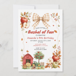 Autumn Bow Apple Bushel of Fun Girl Birthday Invitation