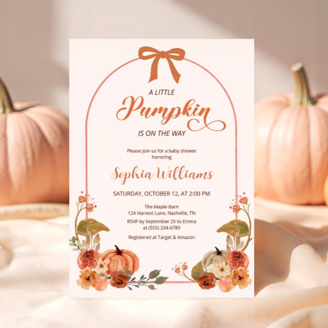 Autumn Bow Little Pumpkin Baby Shower Invitation (Creator Uploaded)