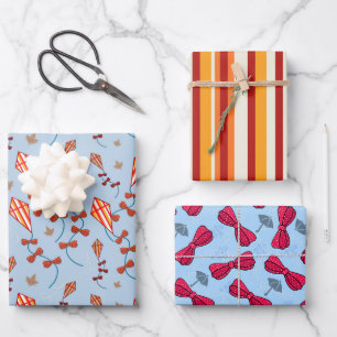 Autumn Bows and Kites Wrapping in Warm Fall Colors Wrapping Paper Sheets