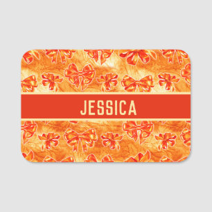 AUTUMN BOWS PATTERN NAME TAG