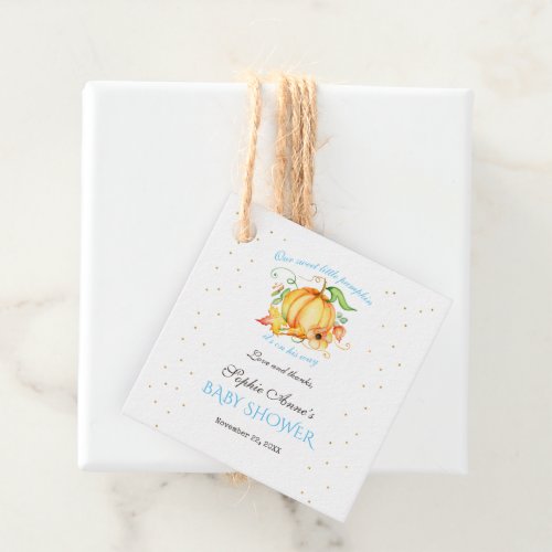 Autumn Boy Little Pumpkin Thanksgiving Baby Shower Favor Tags