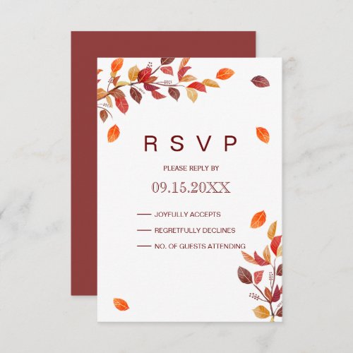 Autumn Branch Leafs Wedding RSVP Cards