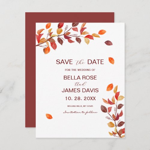 Autumn Branch Leafs Wedding Save the Date