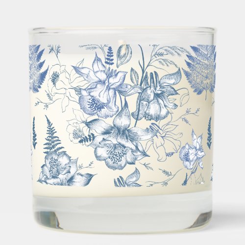 Autumn Breath Luxury Blue Flower Seamless Pattern Scented Candle