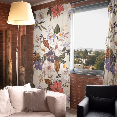 Autumn Breath Seamless Flower Pattern Blackout Curtains