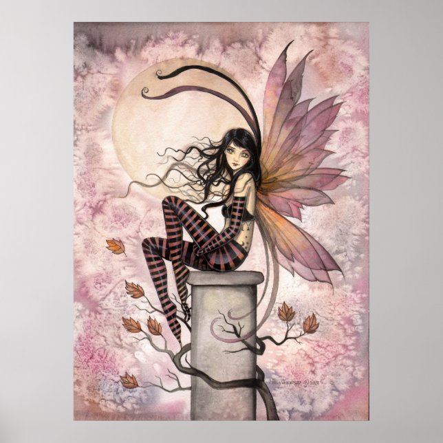 Autumn Breezes Fall Fairy Fantasy Art Poster (Front)