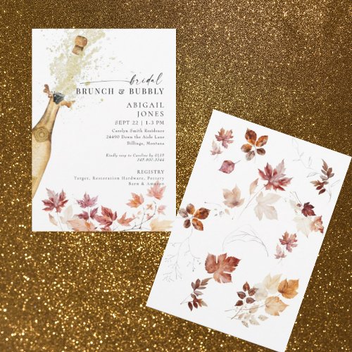 Autumn Bridal Brunch  Bubbly Champagne Shower Invitation