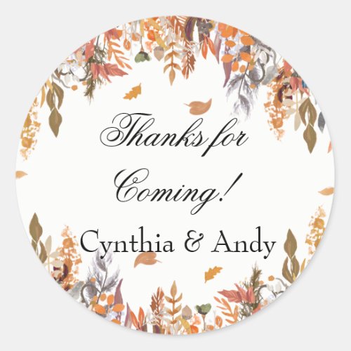 Autumn Bridal Shower Favor Stickers