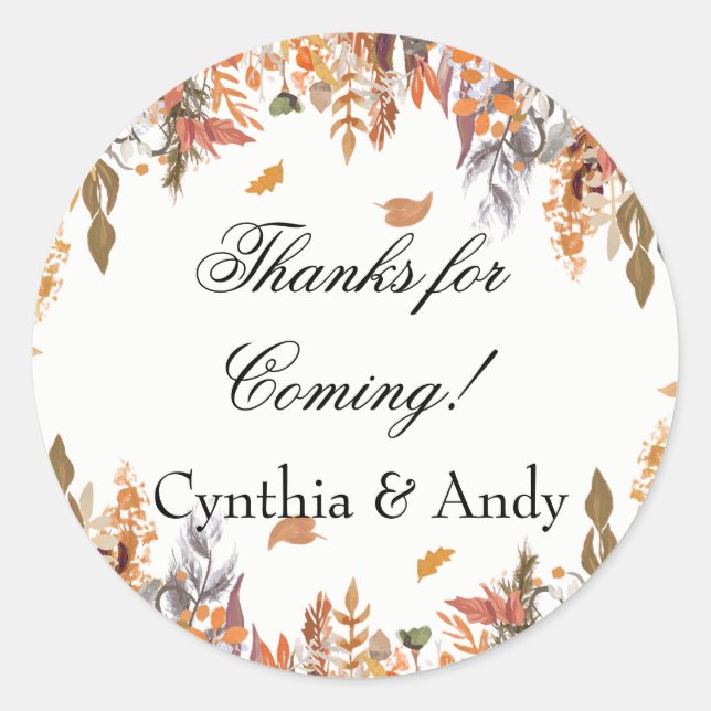 Autumn Bridal Shower Favor Stickers (Front)