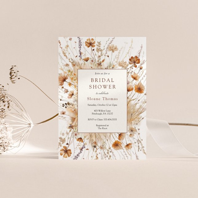 Autumn Bridal Shower Orange Floral Invitation (Creator Uploaded)