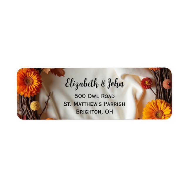 Autumn Bridal Wreath Invitation Magnetic Card Label (Front)