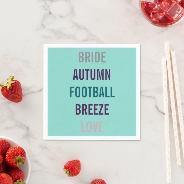 Autumn Bride Love Fall Teal Blue Bridal Shower Paper Napkins (Insitu)