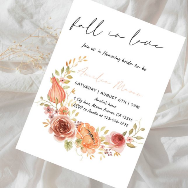 Autumn Bride Shower Party - Fall in Love Bride Invitation (Creator Uploaded)