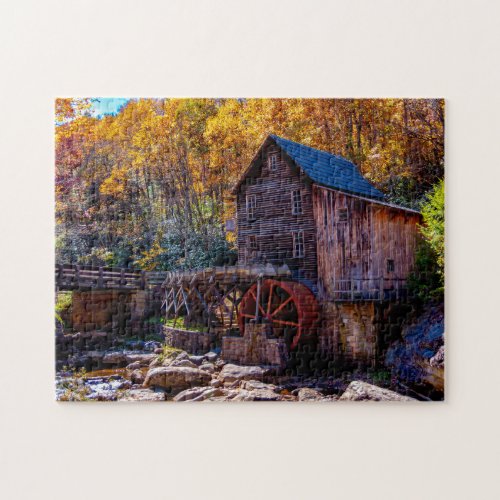 Autumn Bridge Pretty Landscape Photos USA Contrysi Jigsaw Puzzle