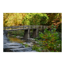 Autumn Bridge Waterscape Photo Poster