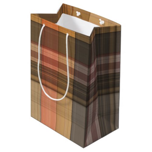 Autumn Brown and Orange Plaid  Medium Gift Bag