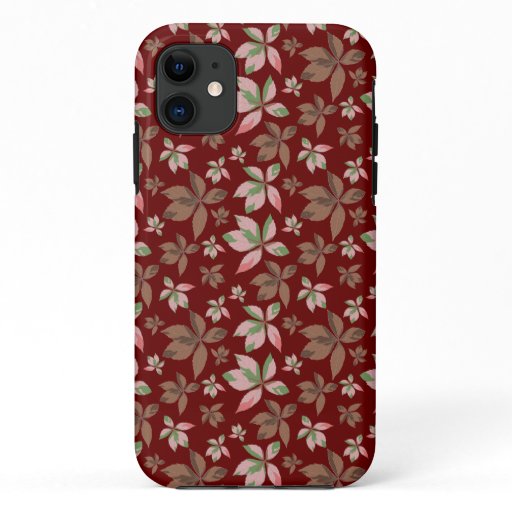 Autumn brown and pink leaves iPhone 11 case