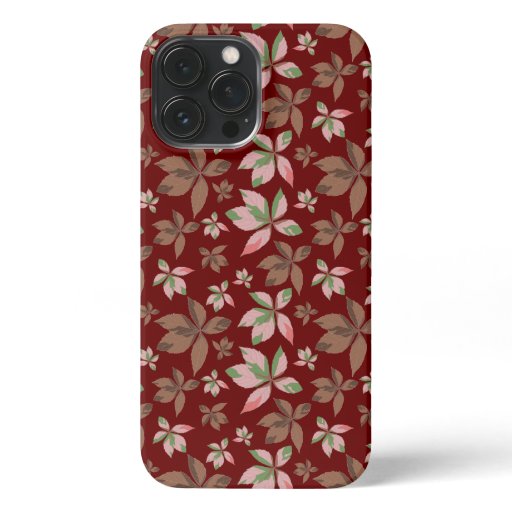 Autumn brown and pink leaves iPhone 13 pro max case