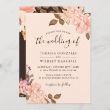 Autumn Brown Blush Gold Watercolor Floral Wedding