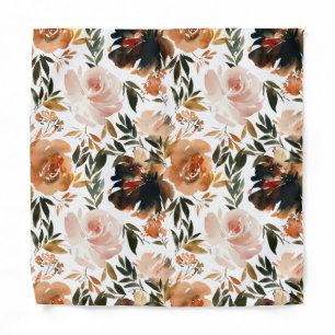 Autumn Brown Pink Gold Floral Pocket Square Bandana
