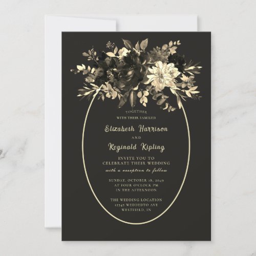 Autumn Brown Watercolor Dried Floral Wedding Invitation