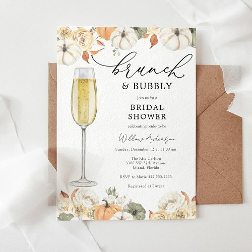 Autumn Brunch and Bubbly Bridal Shower Invitation