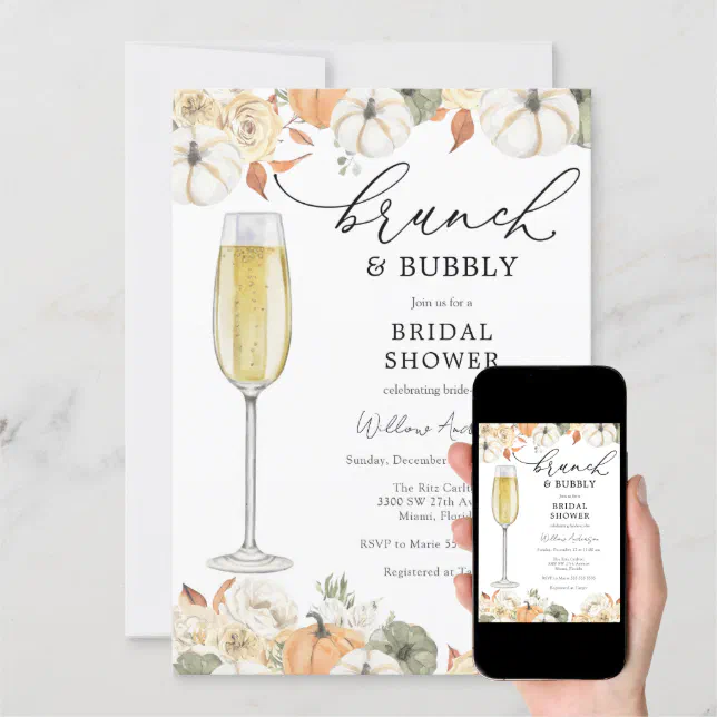 Autumn Brunch And Bubbly Bridal Shower Invitation Zazzle 8713