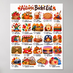 Autumn Bucket List - Cozy Fall Activities List Poster