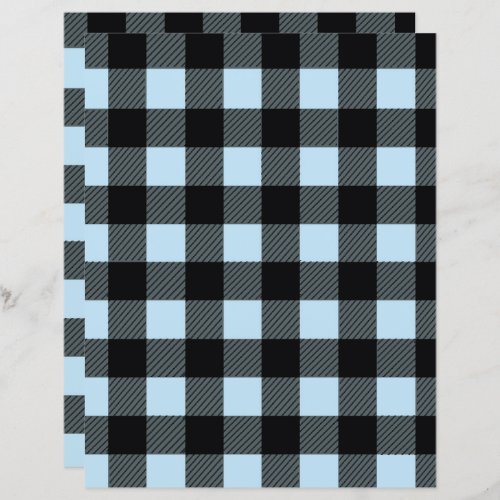 Autumn buffalo plaid baby blue scrapbook paper 