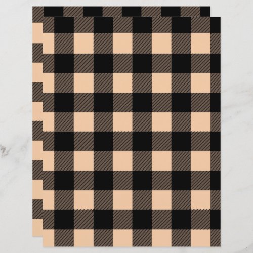 Autumn buffalo plaid pale orange scrapbook paper 