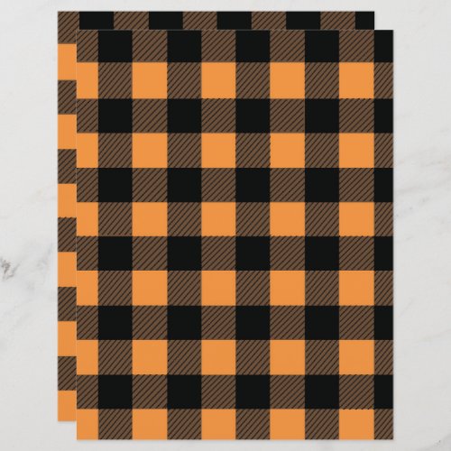 Autumn buffalo plaid scrapbook paper black orange